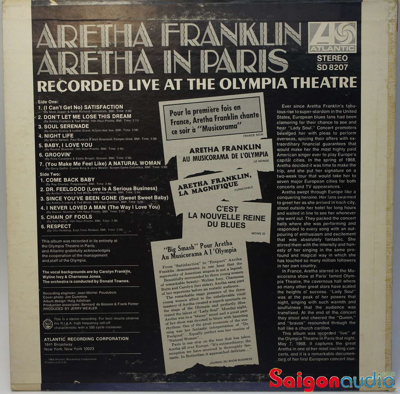 Đĩa than LP Aretha Franklin - Aretha In Paris (1968)