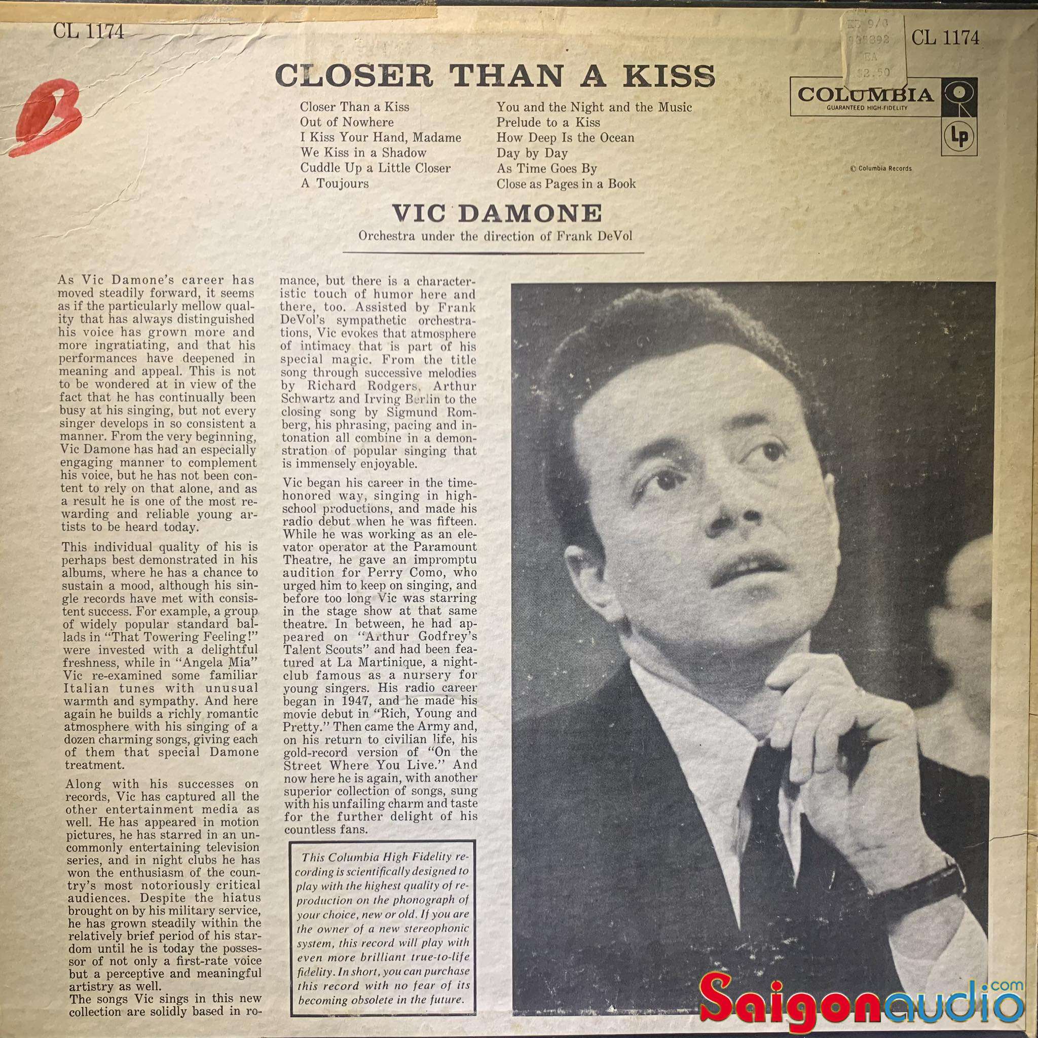 Đĩa than Vic Damone – Closer Than A Kiss | LP Vinyl Records