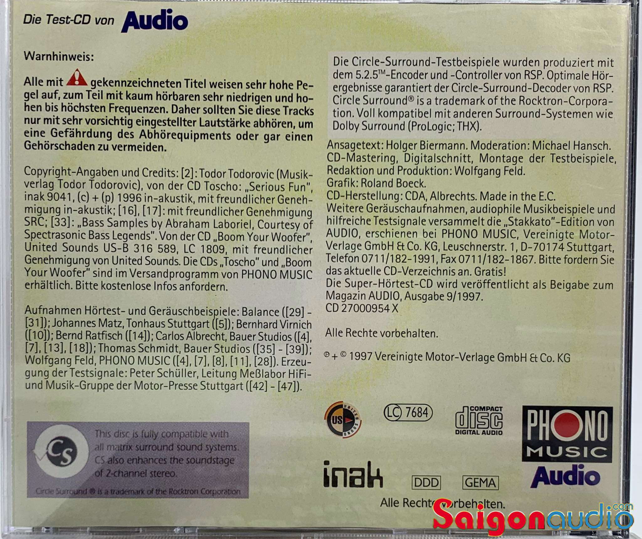 Đĩa CD gốc test dàn/ tần số Super Hörtest CD für HiFi • Surround • Autohifi (Free ship khi mua 2 đĩa CD cùng hoặc khác loại)