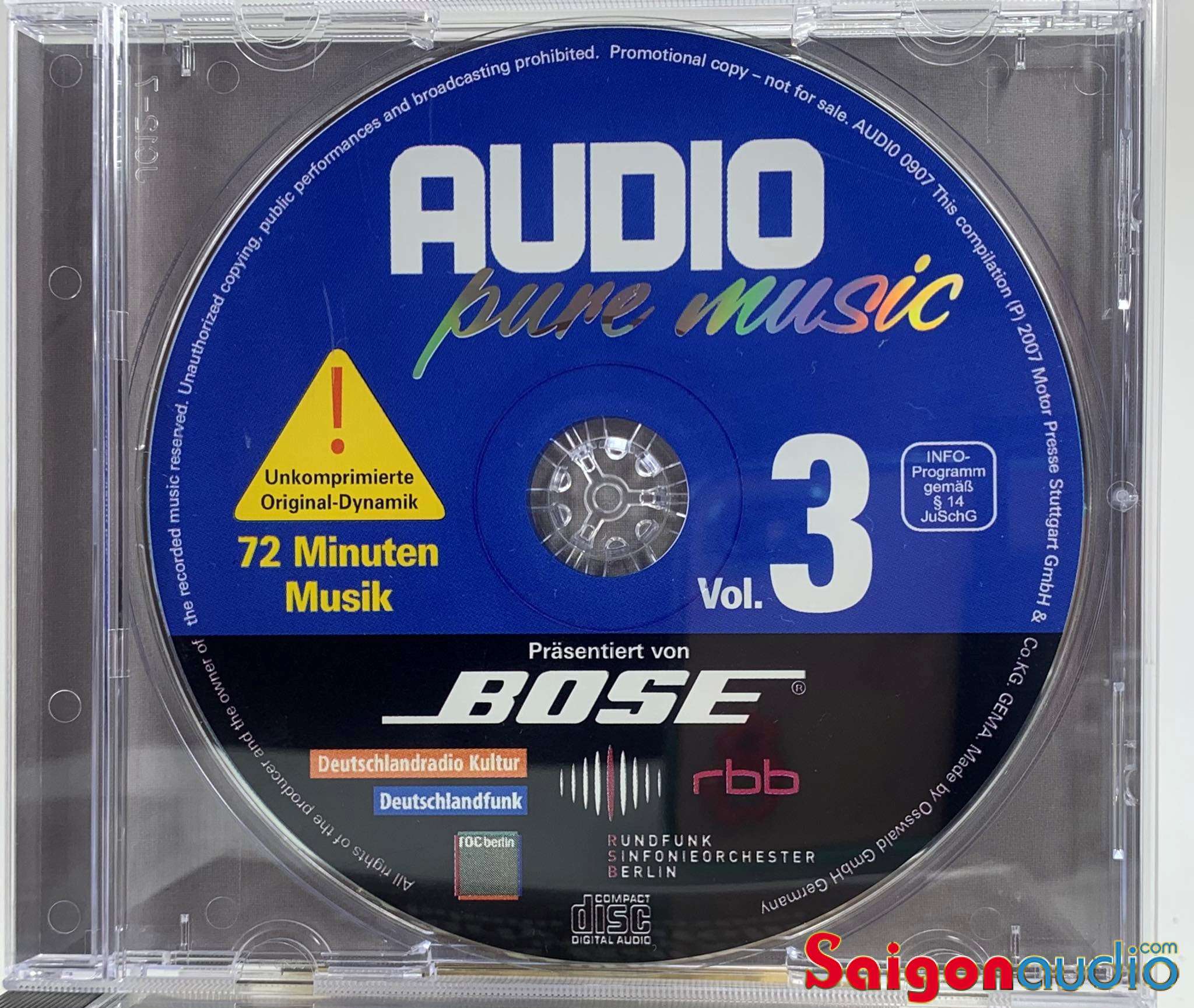 Đĩa CD gốc nhạc cổ điển/ test dàn Audio Pure Music Vol.3 - Classical (Free ship khi mua 2 đĩa CD cùng hoặc khác loại)