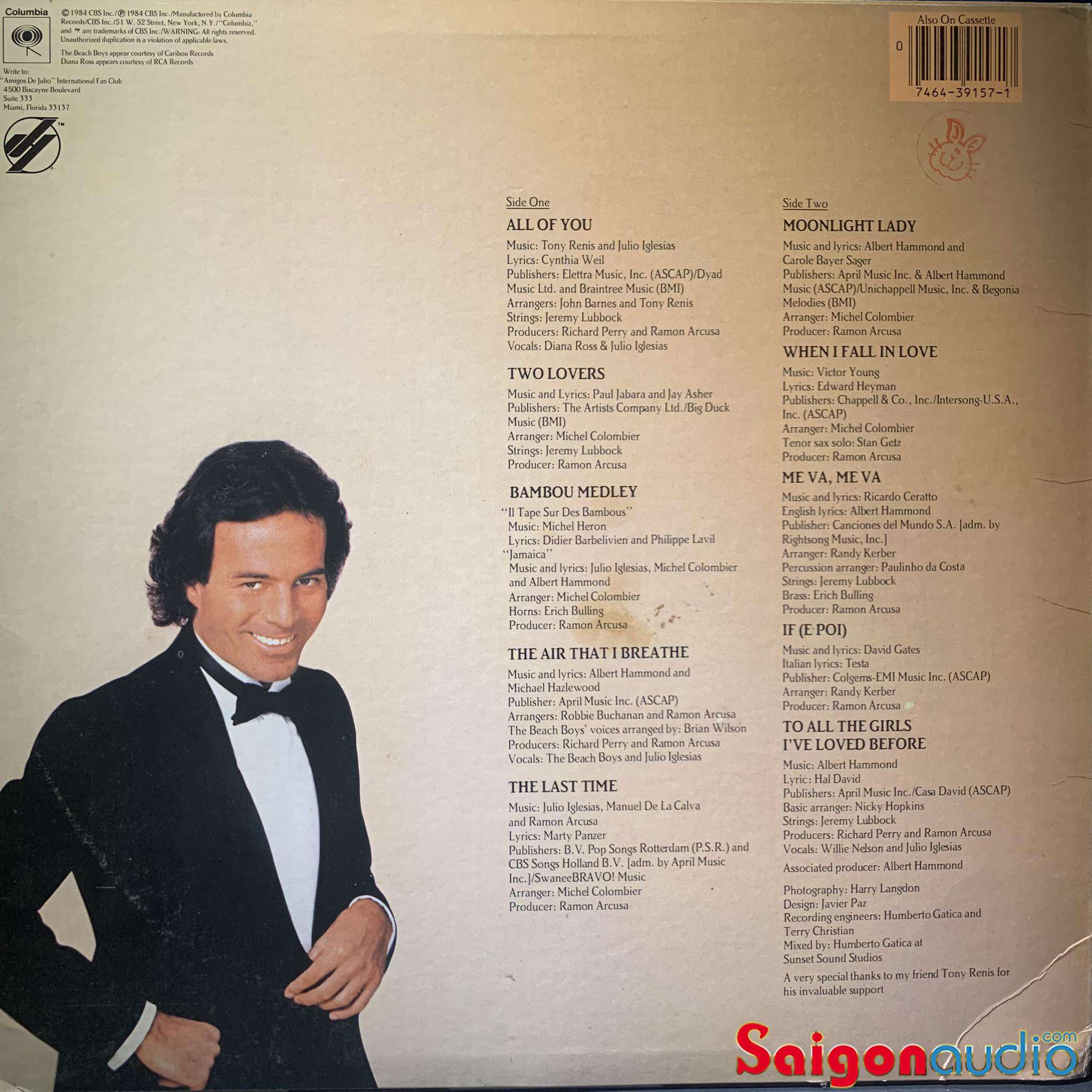 Đĩa than Julio Iglesias – 1100 Bel Air Place | LP Vinyl Records