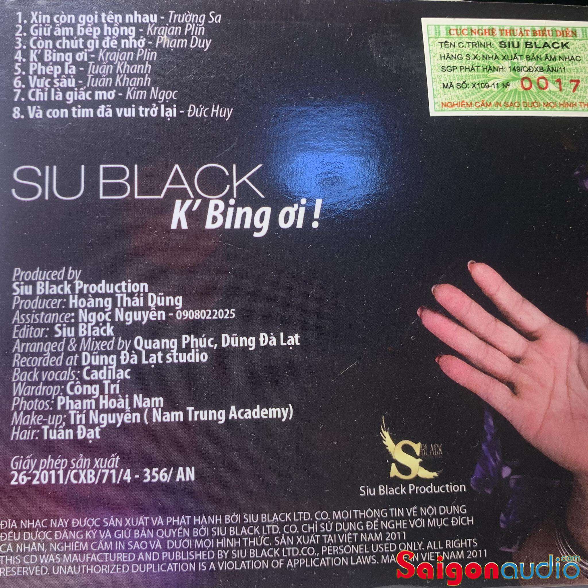 Đĩa CD gốc Siu Black - K Bing Ơi (Free ship khi mua 2 đĩa CD cùng hoặc khác loại)