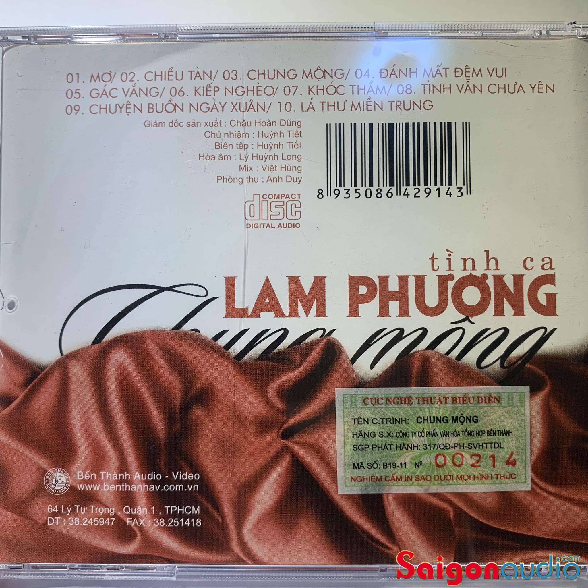 Đĩa CD gốc Hòa Tấu Tình Ca Lam Phương - Chung Mộng (Free ship khi mua 2 đĩa CD cùng hoặc khác loại)